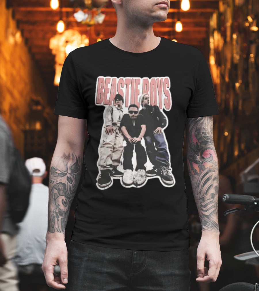 BEASTIE BOYS Three Band Members Group Photo Distressed Bootleg T-Shirt
