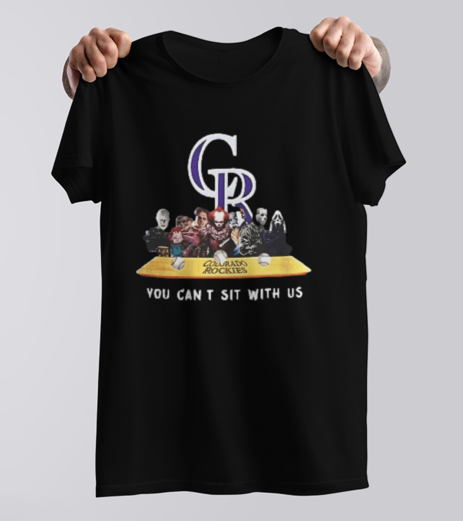 Colorado Rockies MLB Horror Movie Villains You Can't Sit With Us Baseball Bat T-Shirt