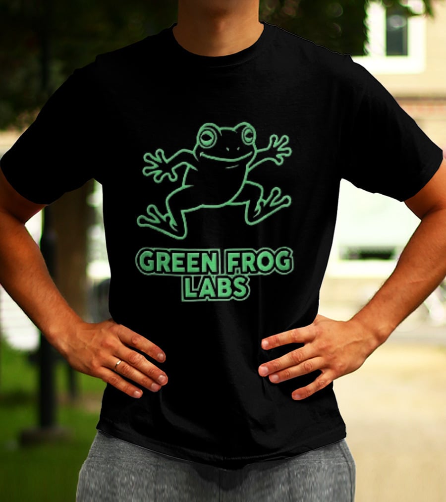 Green Frog Labs Cartoon Sprawling Amphibian Line T-Shirt