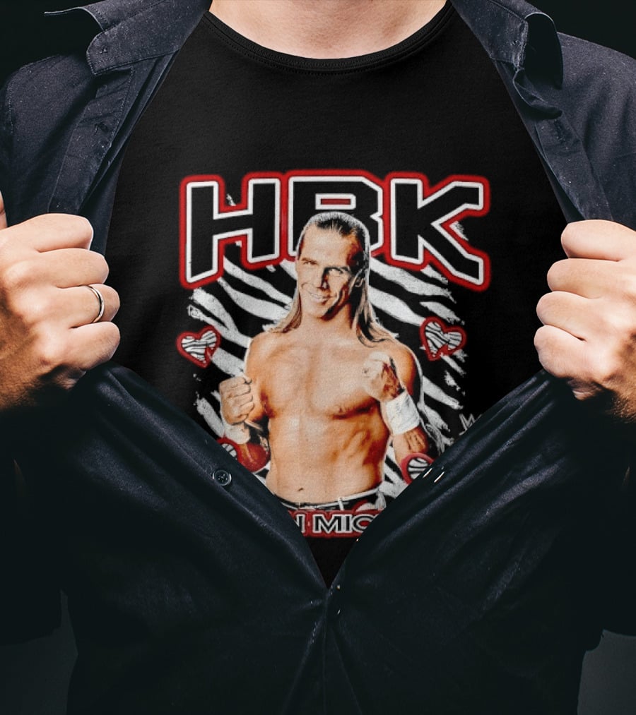 HBK Shawn Michaels Zebra Heart Hearts And Stripes T-Shirt
