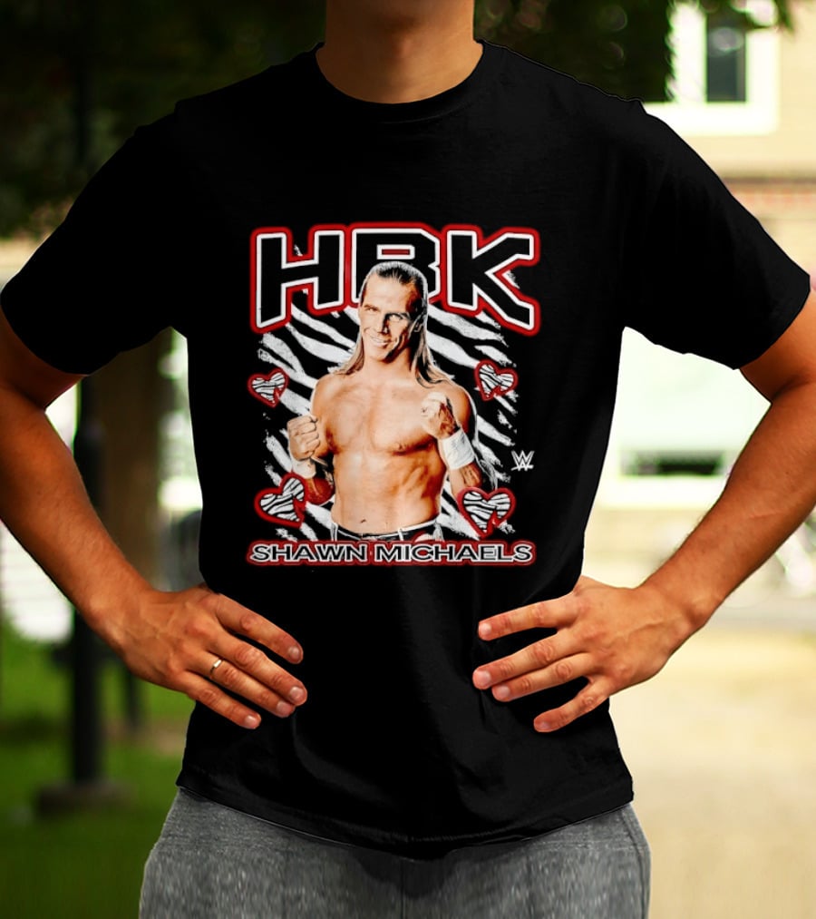 HBK Shawn Michaels Zebra Heart Hearts And Stripes T-Shirt