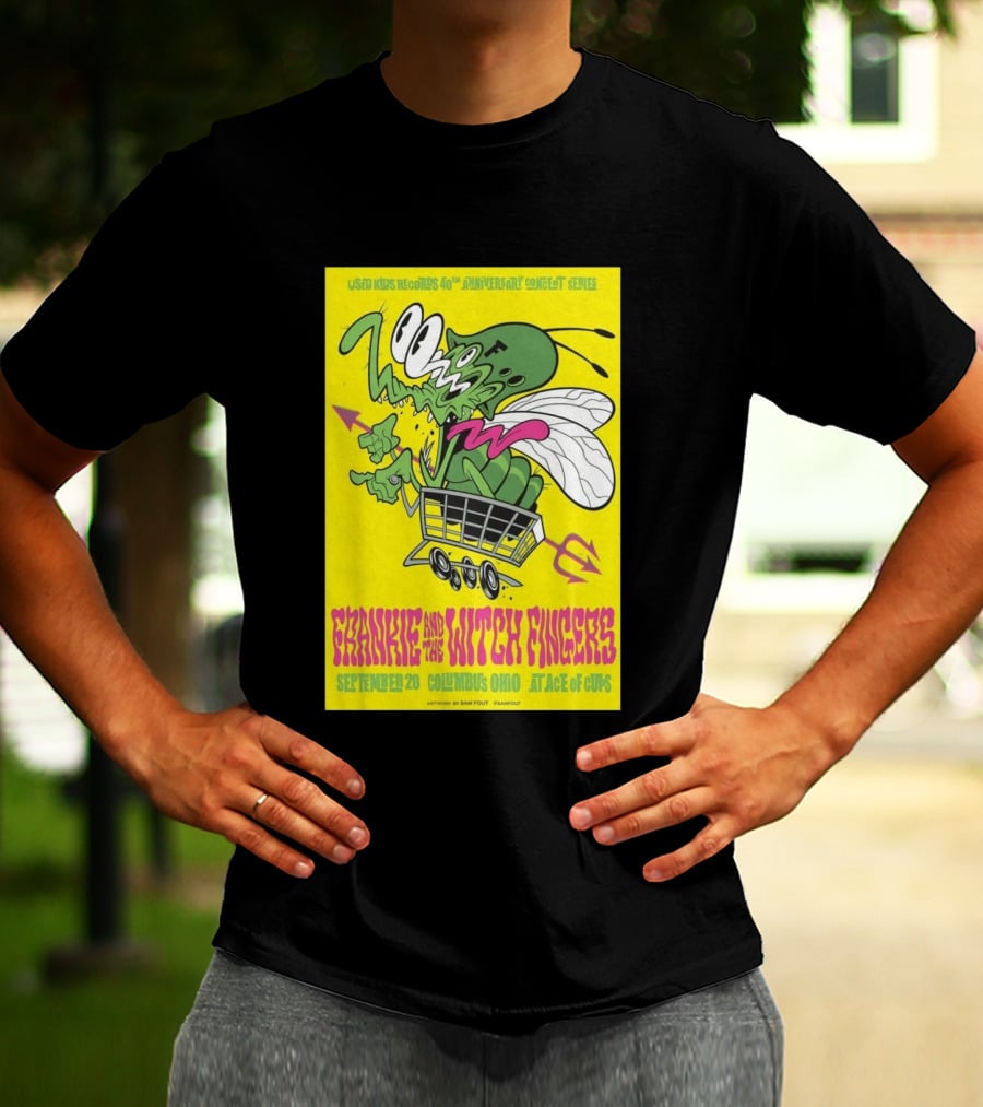 Used Kids Records 40th Anniversary Concert Series Frankie And The Witch Fingers September 20 Columbus Ohio At Ace Of Cups Artwork By Sam Fout T-Shirt