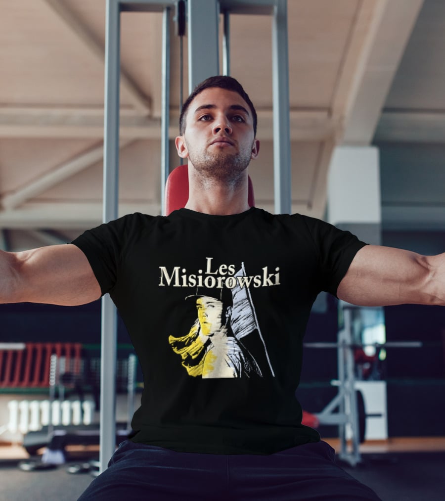 Les Misiorowski Baseball Pitcher Long Hair Flag Sketch T-Shirt