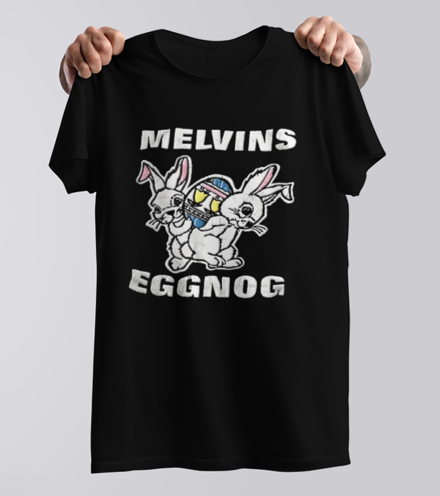 Melvins Eggnog Distressed Conjoined Rabbits Cartoon T-Shirt