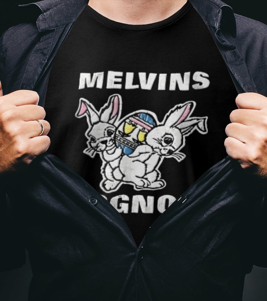 Melvins Eggnog Distressed Conjoined Rabbits Cartoon T-Shirt