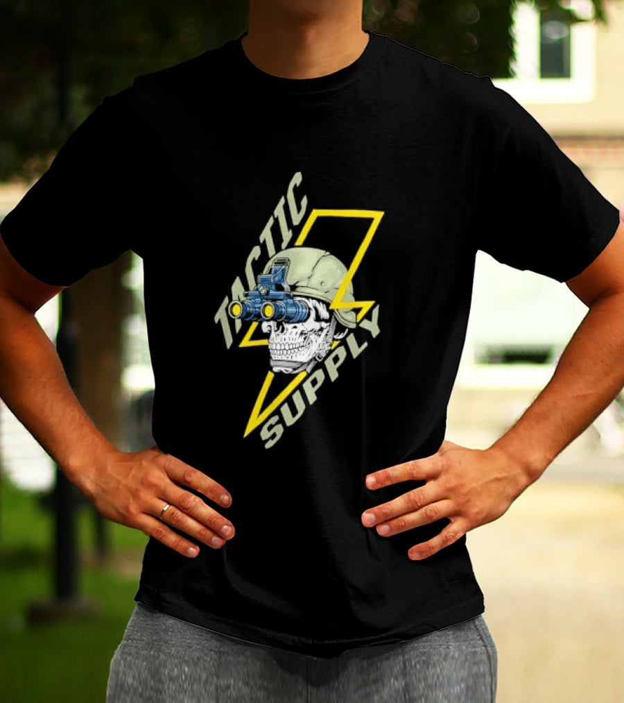 Tactical Skull Tactic Supply Night Vision Helmet Lightning Bolt T-Shirt