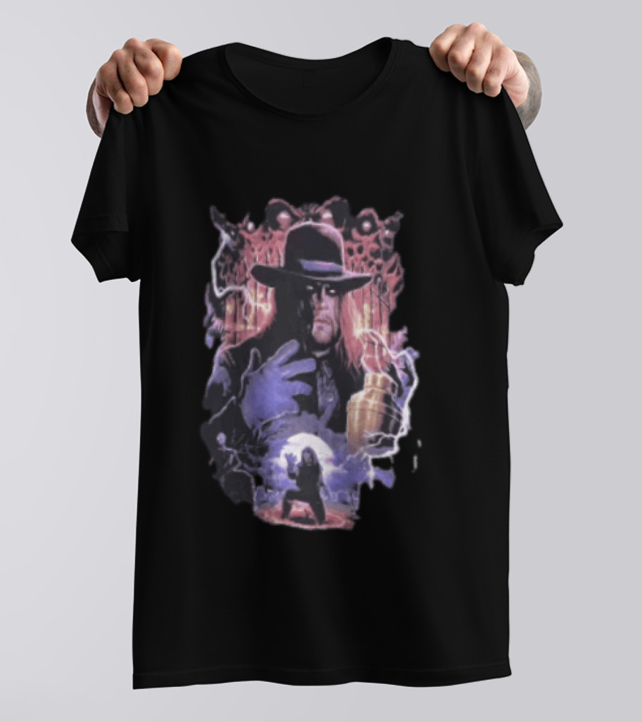 The Undertaker WWE Wrestler Vintage Style With Lightning And Urn T-Shirt