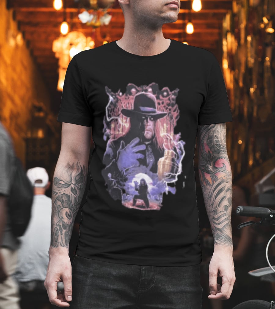 The Undertaker WWE Wrestler Vintage Style With Lightning And Urn T-Shirt