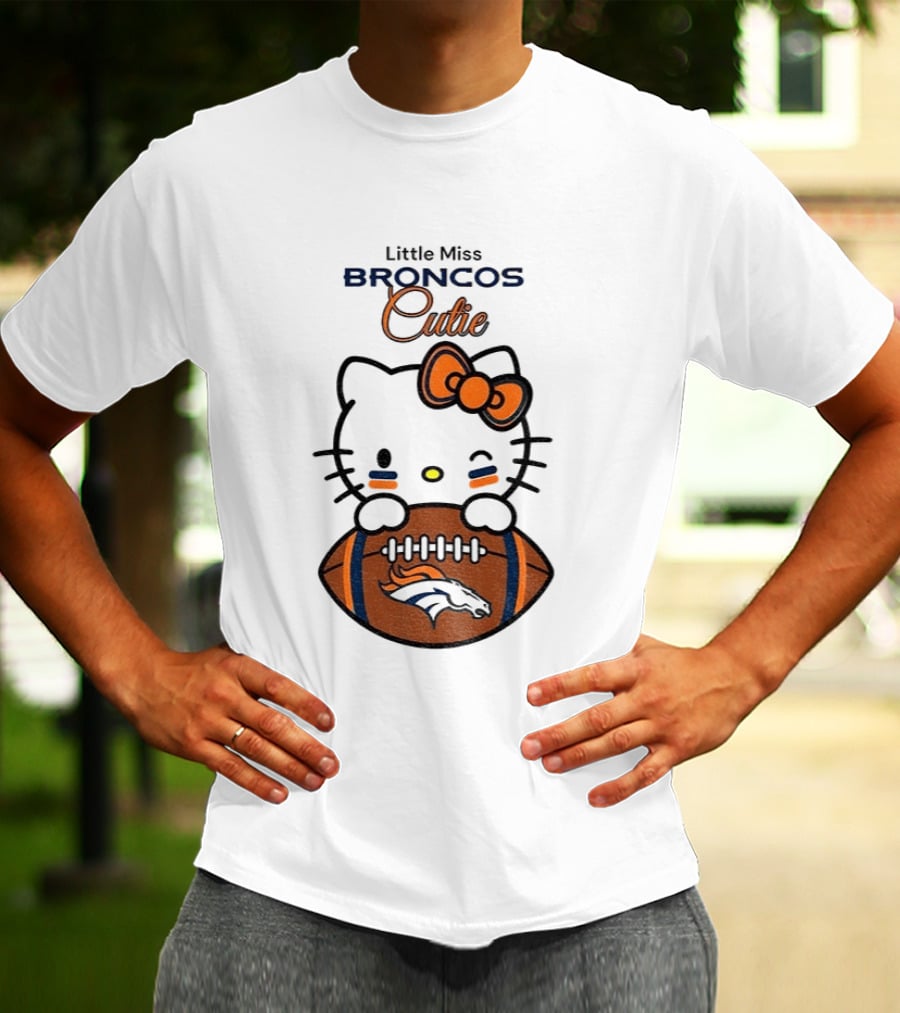 Little Miss Broncos Cutie Hello Kitty Football Fan T-Shirt