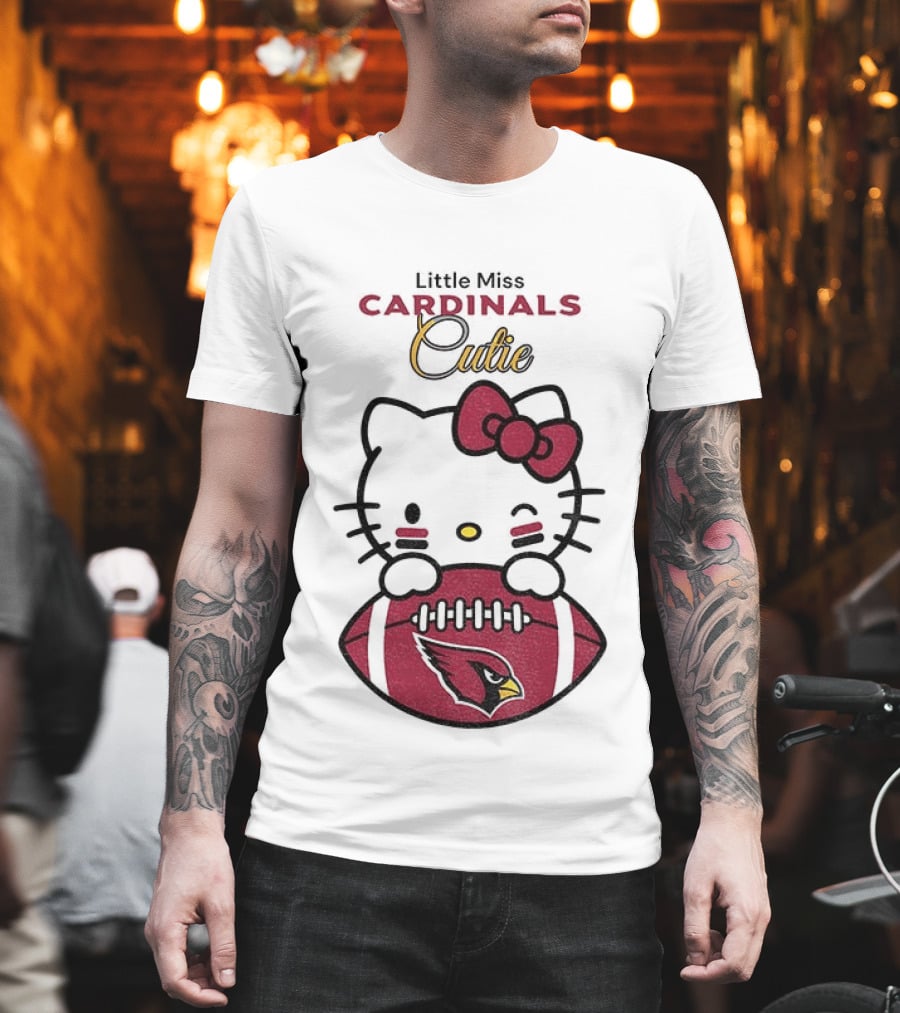 Little Miss Cardinals Cutie Hello Kitty Football T-Shirt