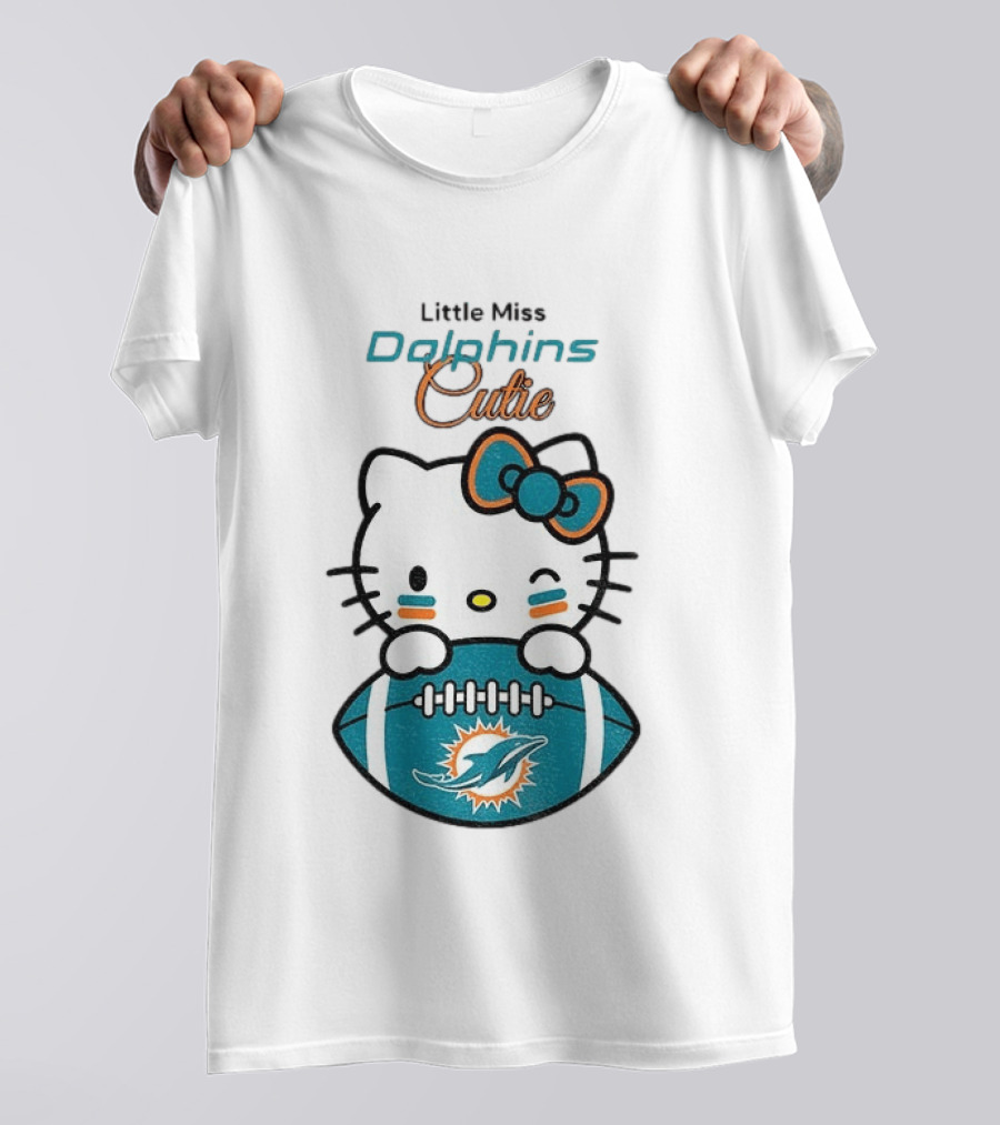 Little Miss Dolphins Cutie Hello Kitty Football T-Shirt