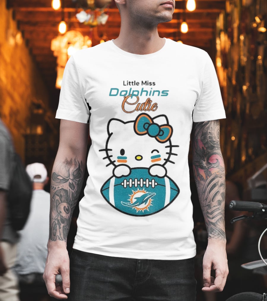 Little Miss Dolphins Cutie Hello Kitty Football T-Shirt