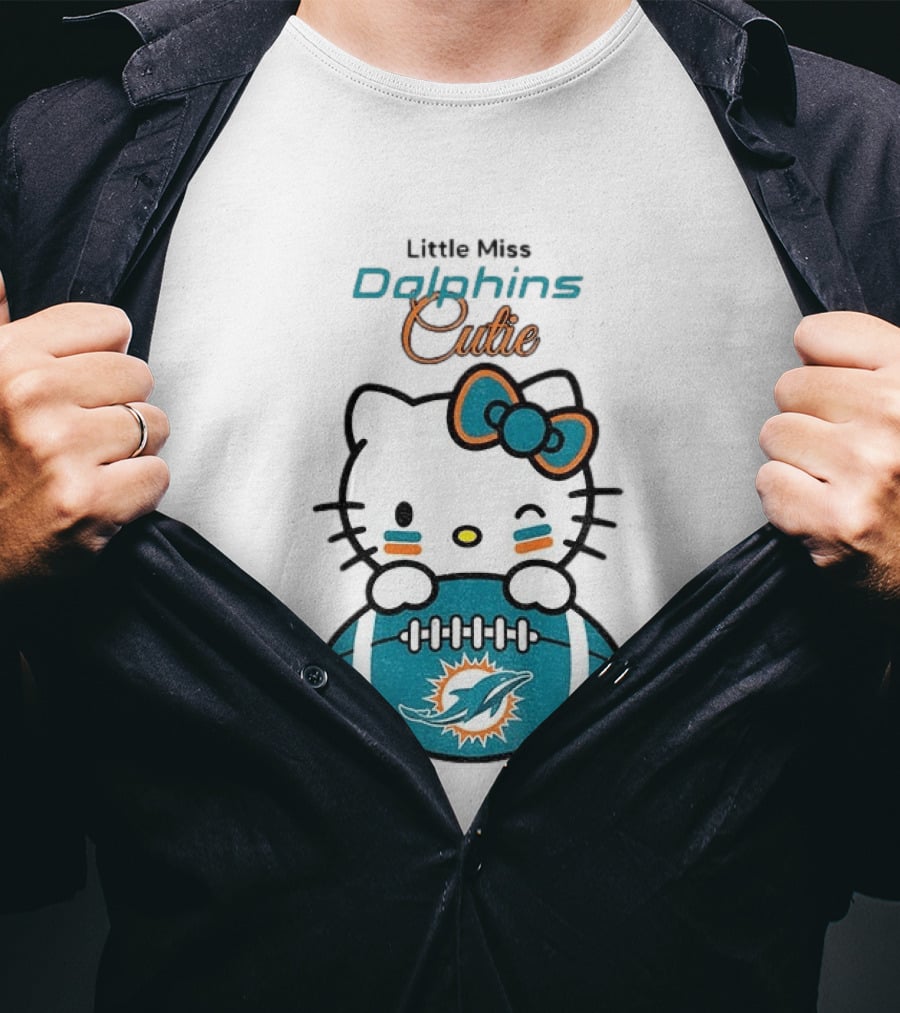Little Miss Dolphins Cutie Hello Kitty Football T-Shirt