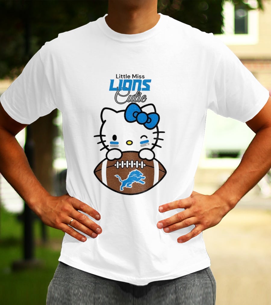Little Miss Lions Hello Kitty Cute Football T-Shirt
