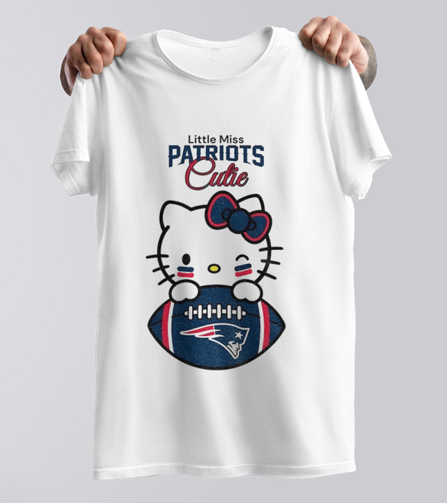 Little Miss Patriots Cutie Hello Kitty Football T-Shirt