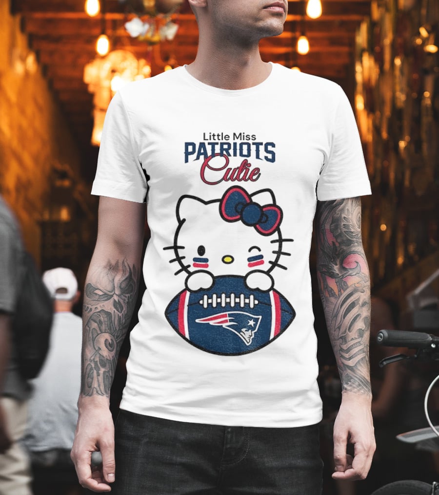 Little Miss Patriots Cutie Hello Kitty Football T-Shirt