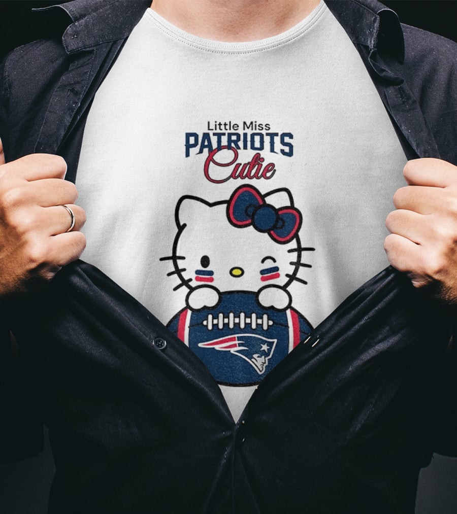 Little Miss Patriots Cutie Hello Kitty Football T-Shirt