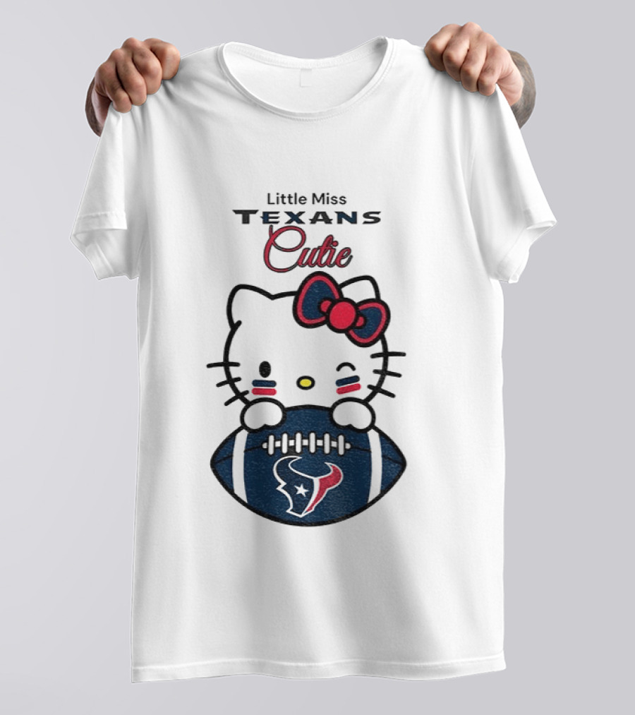Little Miss Texans Cutie Hello Kitty Football T-Shirt