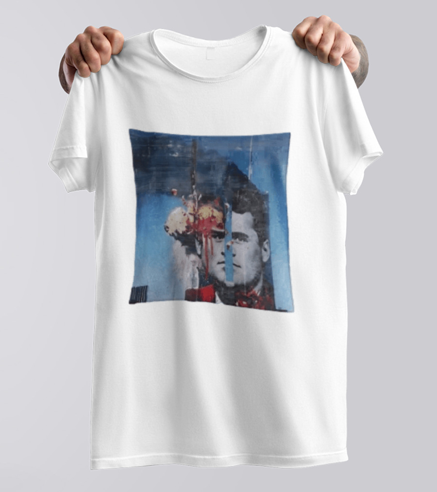 Explosion Face Collage Tower Crew Neck Short Sleeve T-Shirt