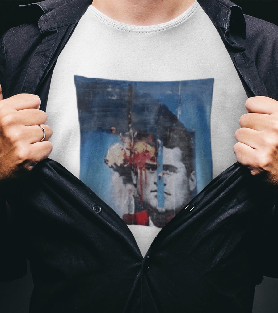 Explosion Face Collage Tower Crew Neck Short Sleeve T-Shirt