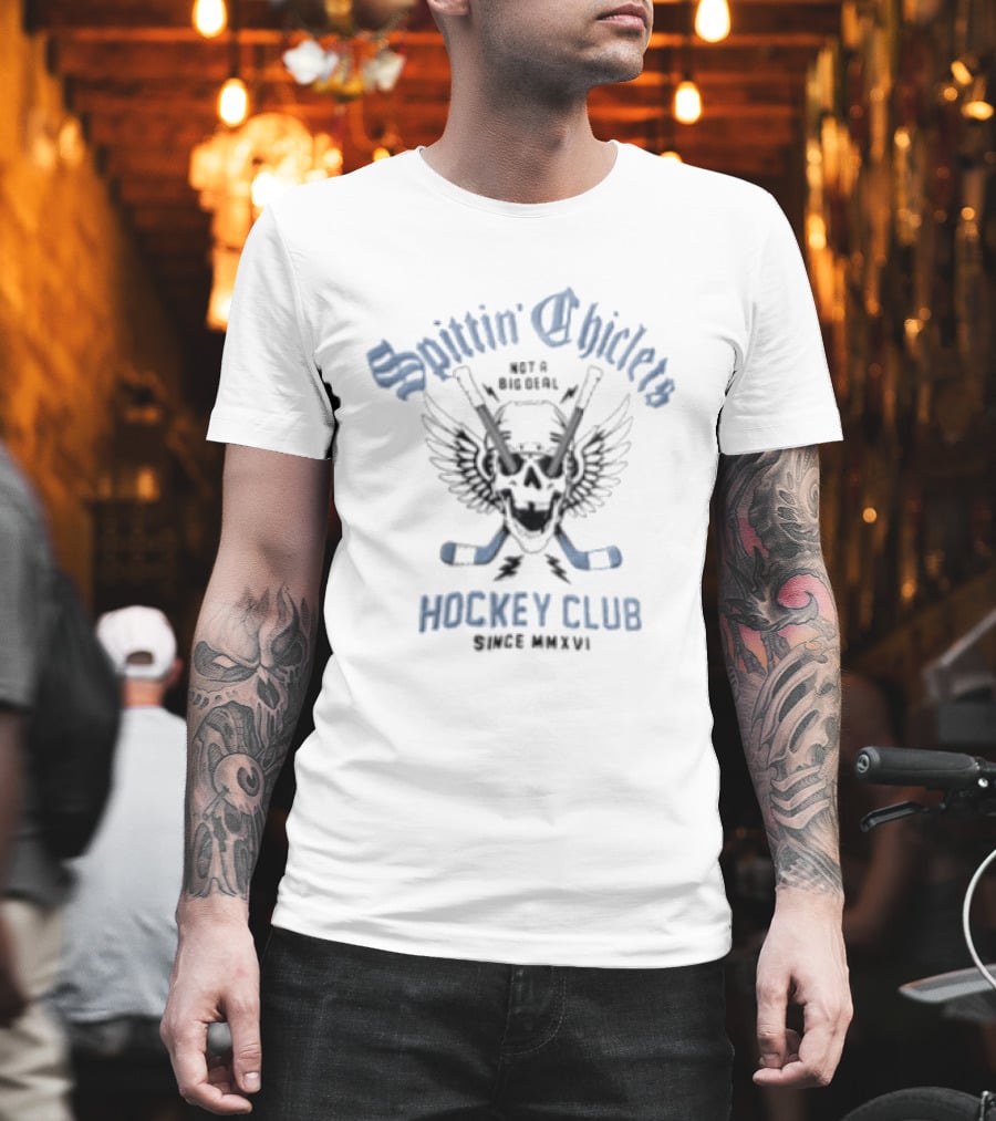 Spittin' Chiclets Winged Skull Helmet Hockey Club Since MMXVI T-Shirt