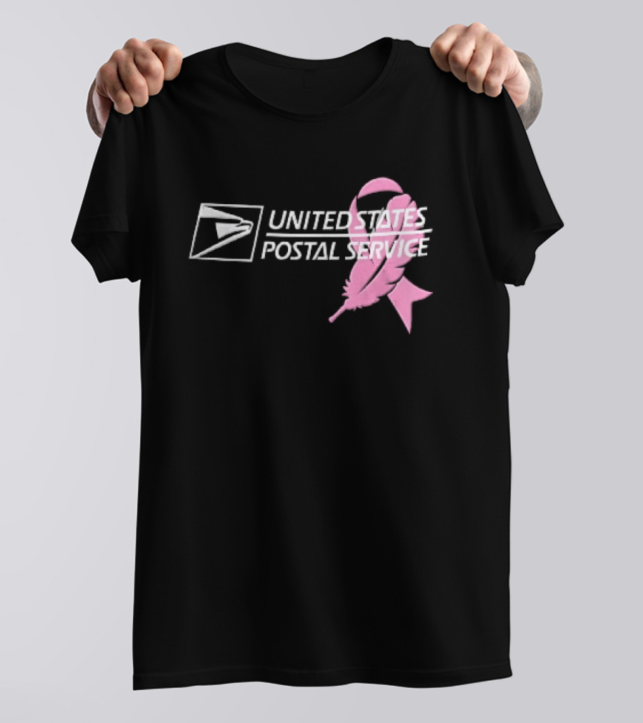 United States Postal Service Pink Breast Cancer Awareness Feather Ribbon T-Shirt
