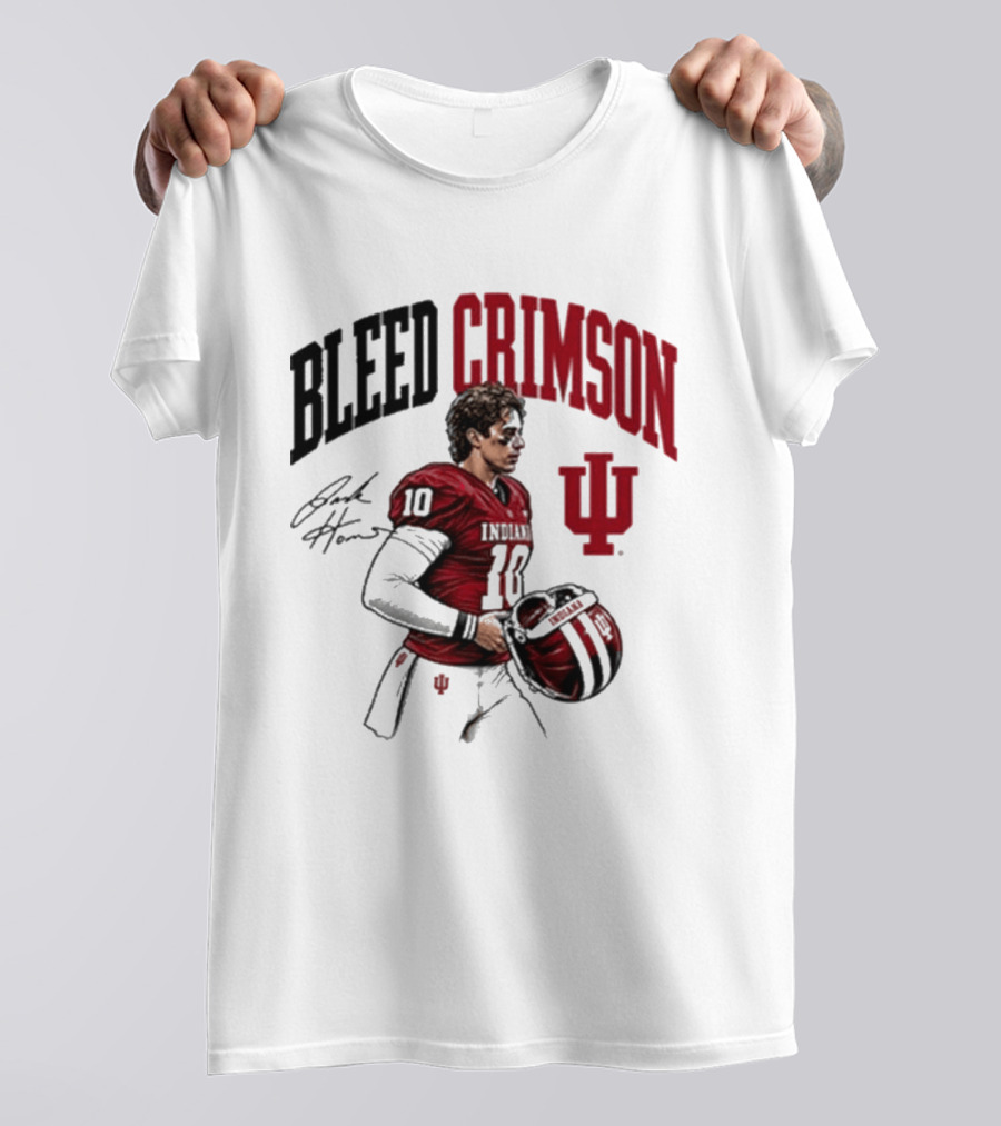 Bleed Crimson IU Football Number 10 Player Signature T-Shirt