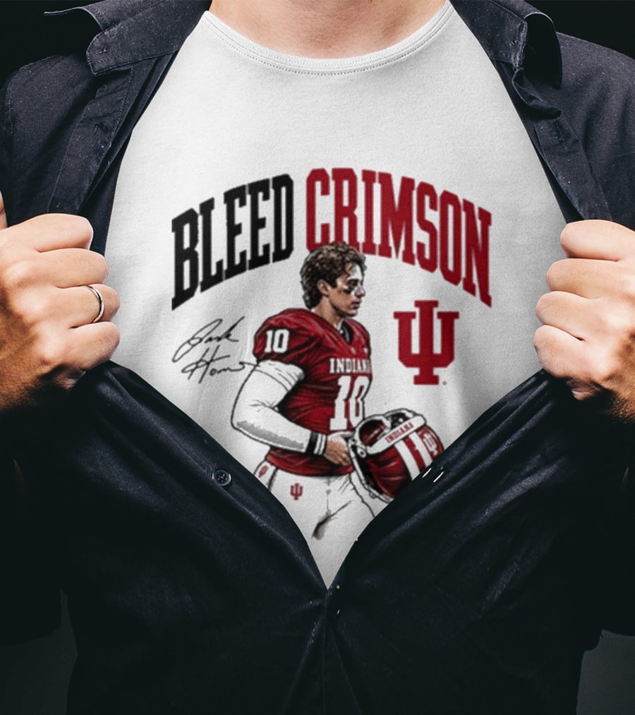 Bleed Crimson IU Football Number 10 Player Signature T-Shirt