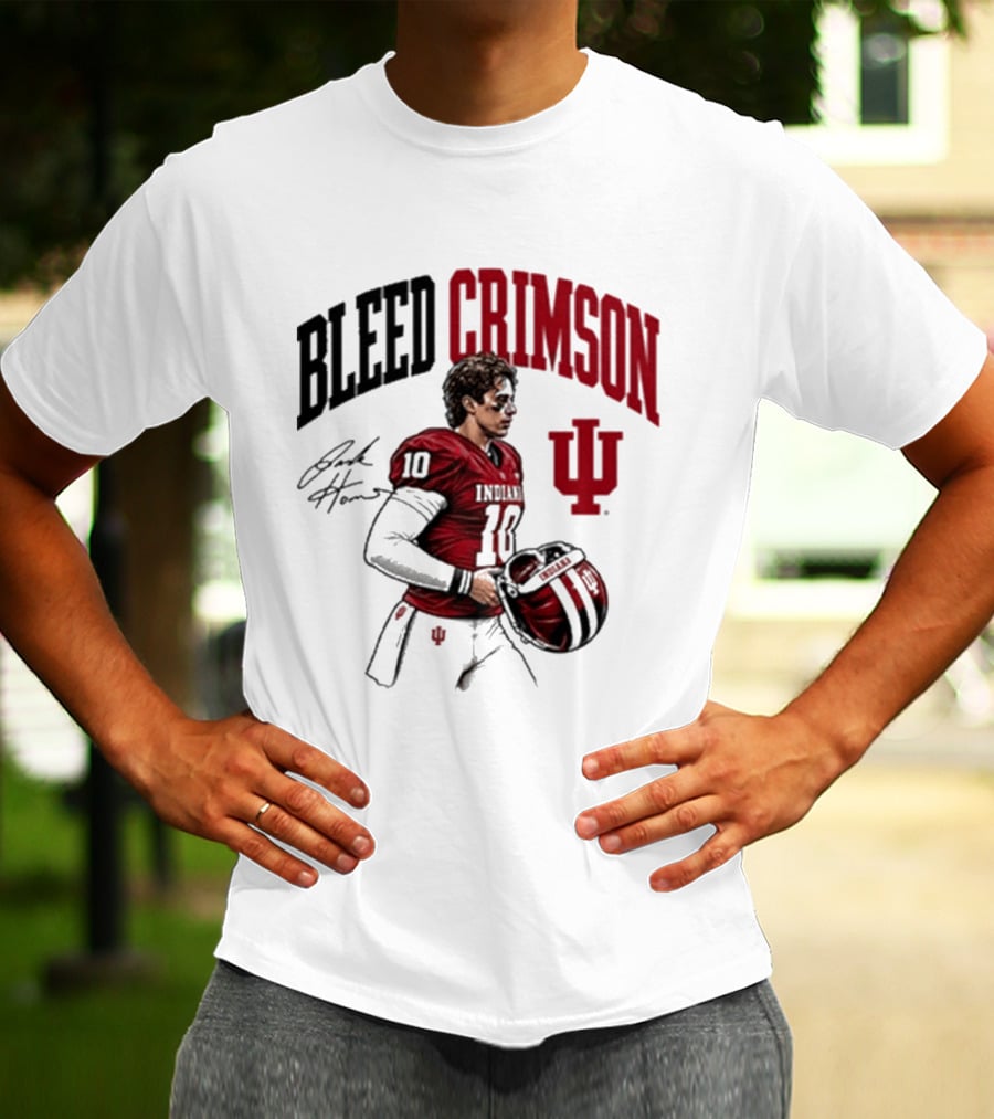 Bleed Crimson IU Football Number 10 Player Signature T-Shirt