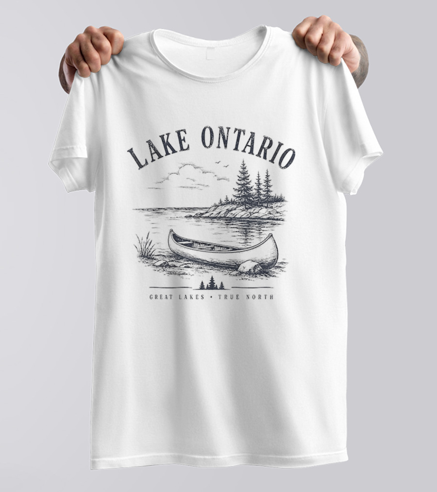 Lake Ontario Great Lakes True North Scenic Canoe And Pines T-Shirt