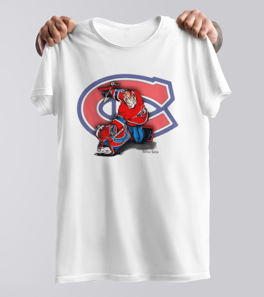 Montreal Canadiens Mathieu Garon NHL Hockey Goalie Action Pose T-Shirt