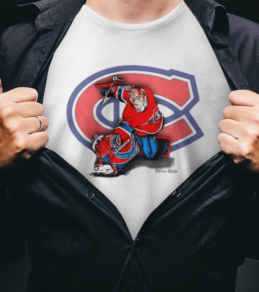 Montreal Canadiens Mathieu Garon NHL Hockey Goalie Action Pose T-Shirt