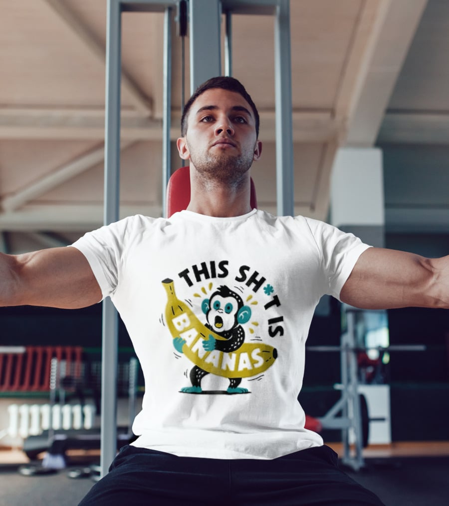 This Shit Is Bananas Surprised Monkey Holding Giant Fruit T-Shirt