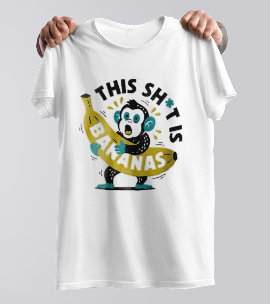 This Shit Is Bananas Surprised Monkey Holding Giant Fruit T-Shirt