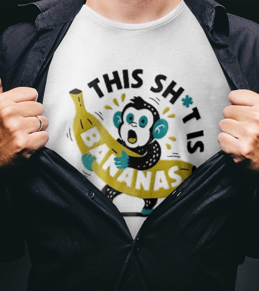 This Shit Is Bananas Surprised Monkey Holding Giant Fruit T-Shirt