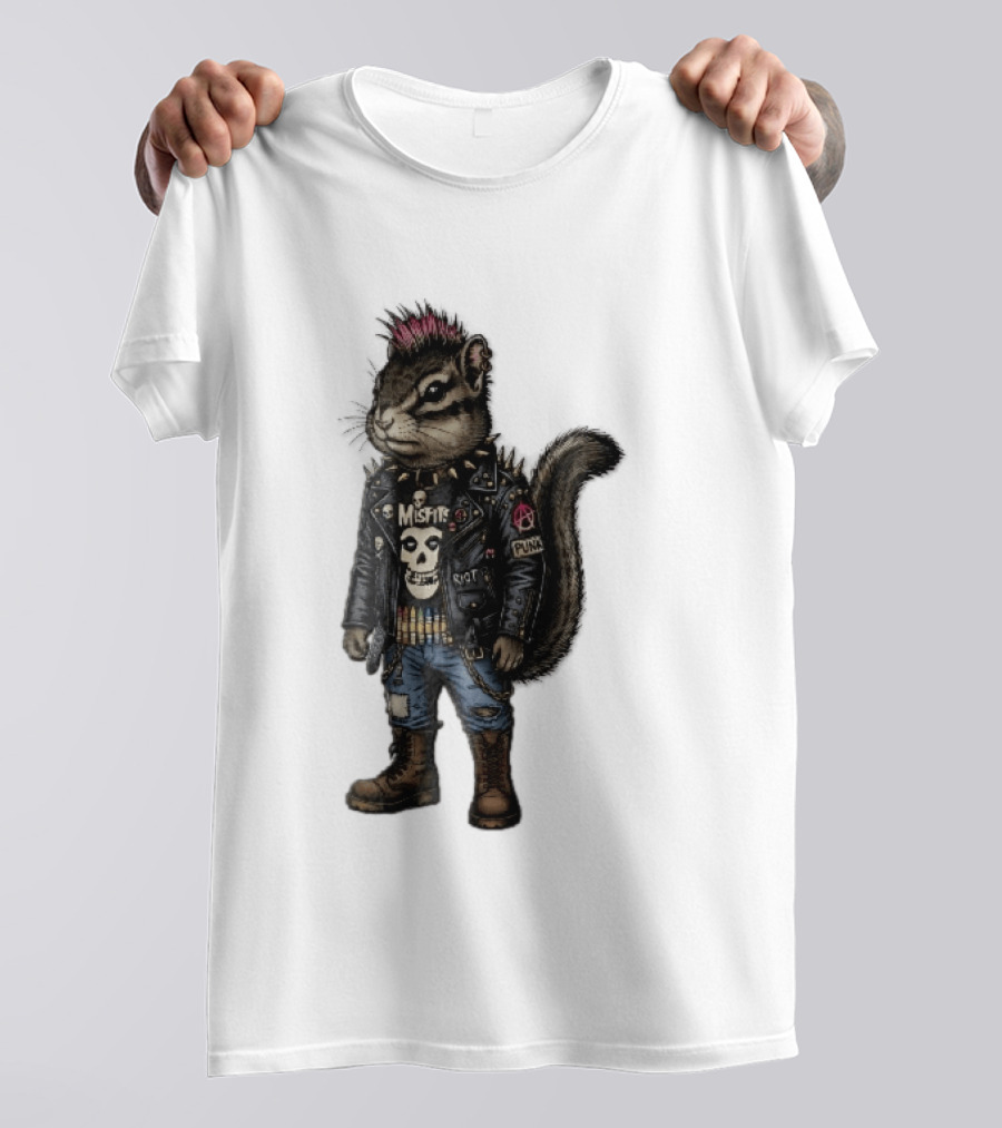 Misfits Chipmunk Riot Punk Pink Mohawk Leather Jacket Boots T-Shirt