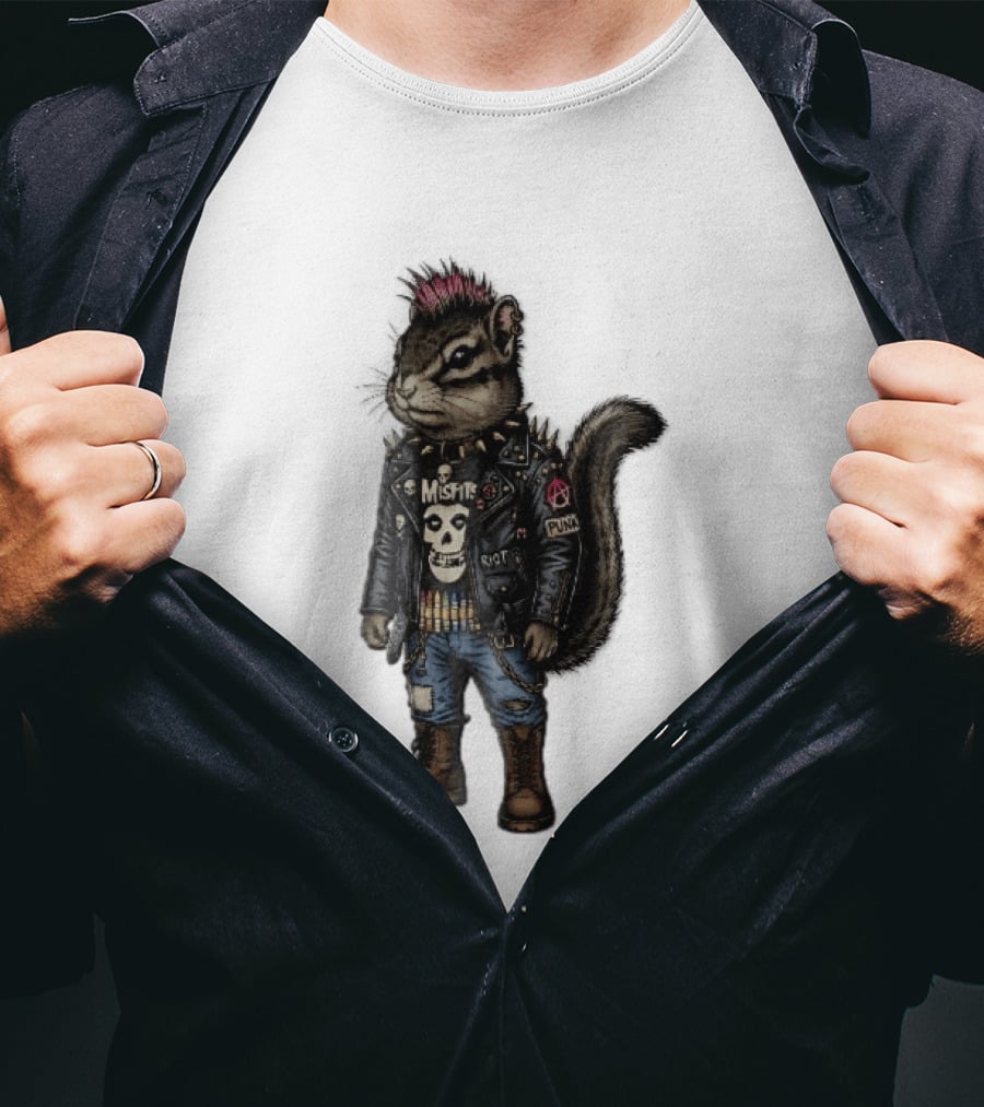 Misfits Chipmunk Riot Punk Pink Mohawk Leather Jacket Boots T-Shirt