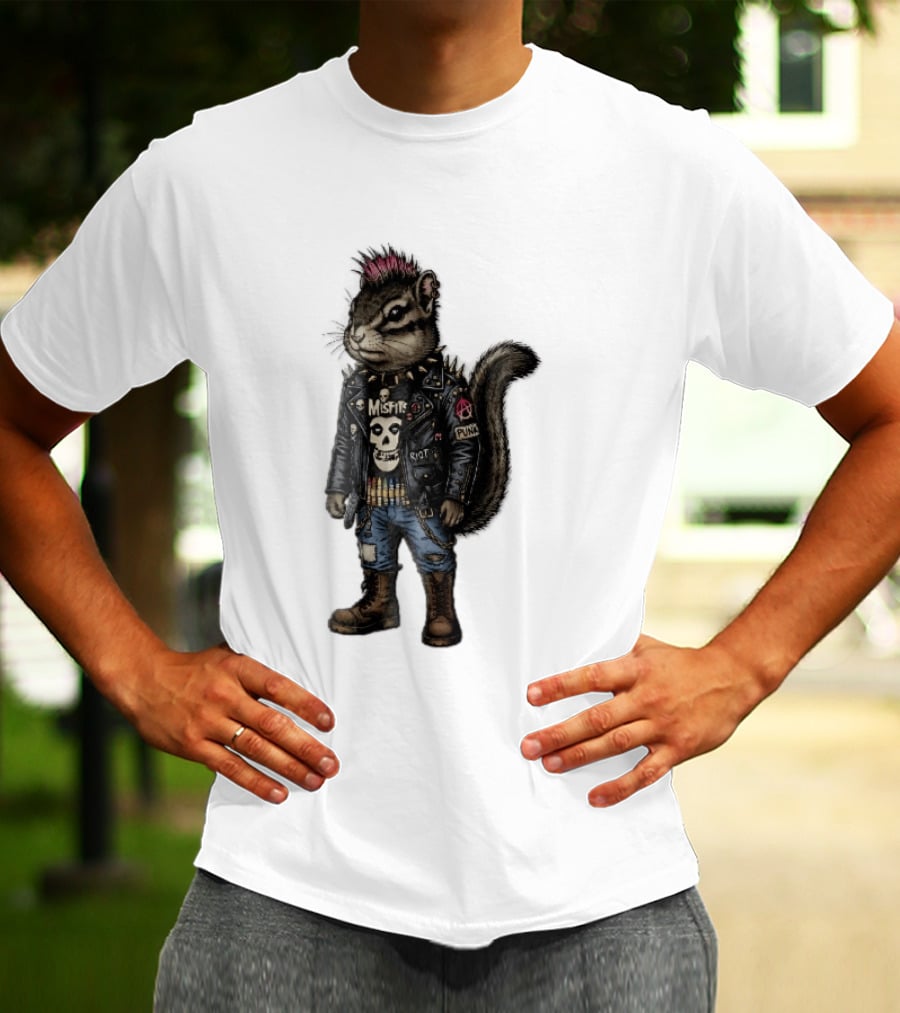 Misfits Chipmunk Riot Punk Pink Mohawk Leather Jacket Boots T-Shirt