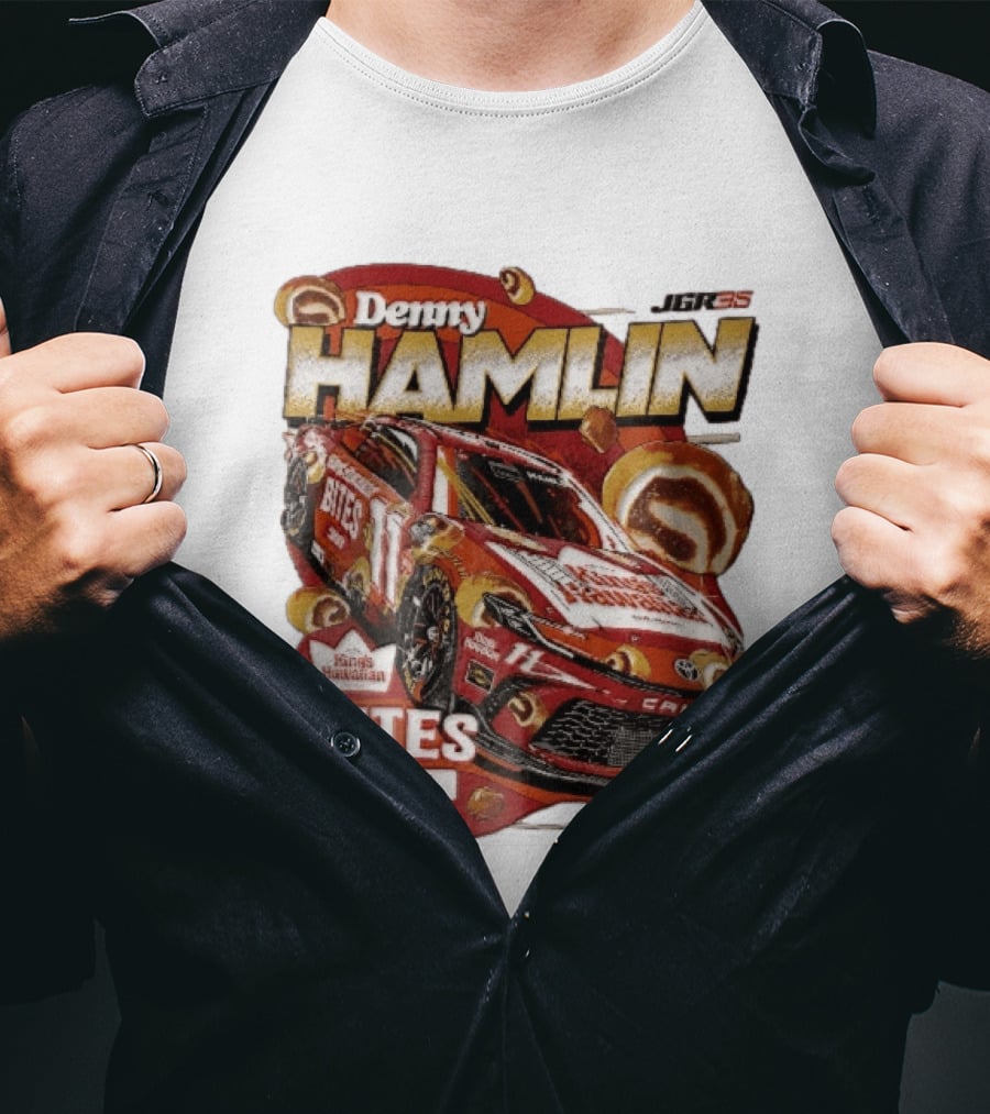 Denny Hamlin JGR 11 NASCAR King's Hawaiian Bites Cinnamon Red Camry Race Car T-Shirt