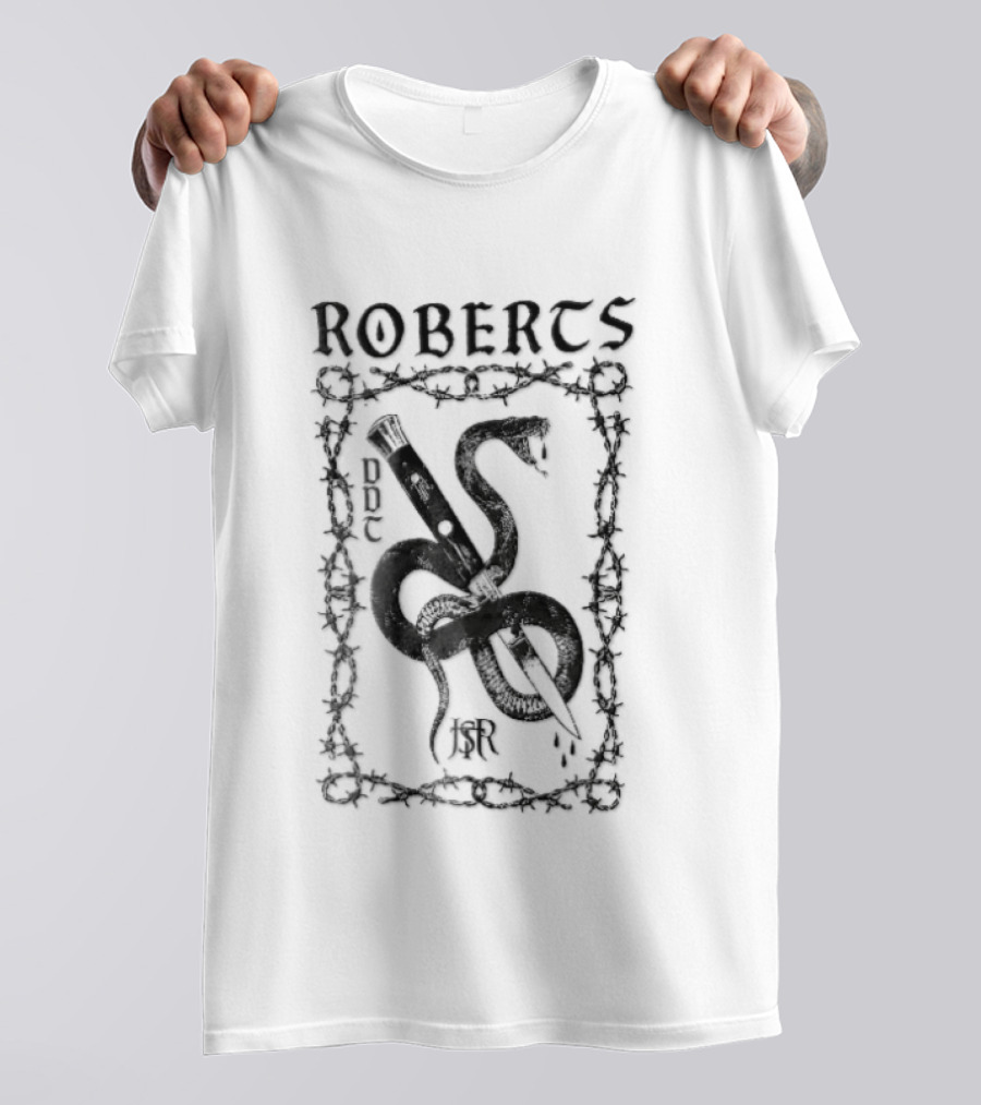 Roberts Ddt Jsr Coiled Snake Switchblade Barbed Wire Border T-Shirt