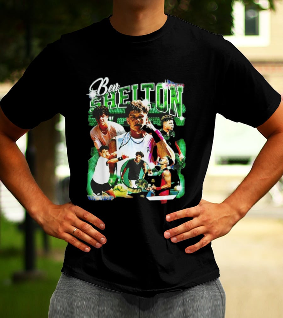 Ben Shelton Tennis Champions Green Collage T-Shirt