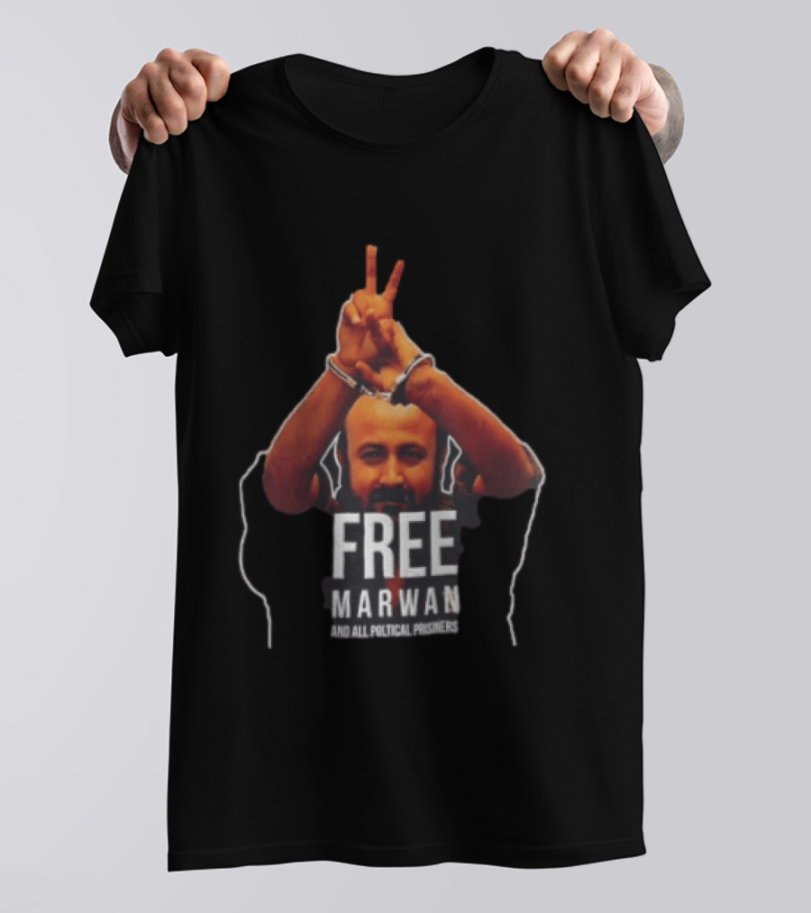 Free Marwan Barghouti And All Political Prisoners Handcuffed Peace Sign T-Shirt