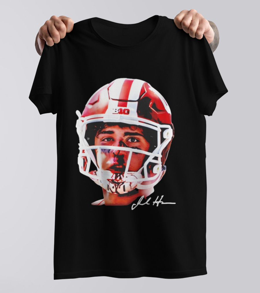 Josh Hoover Indiana Tuff Bloody Face Big Ten Football Helmet Signature T-Shirt