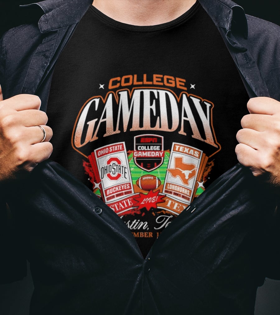 College Gameday Ohio State Buckeyes Vs Texas Longhorns Austin September 12 2026 T-Shirt