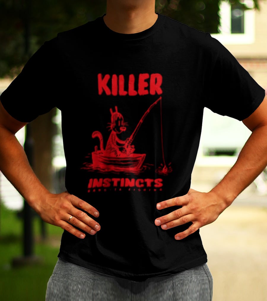 Killer Instincts Fishing Cat In A Boat T-Shirt
