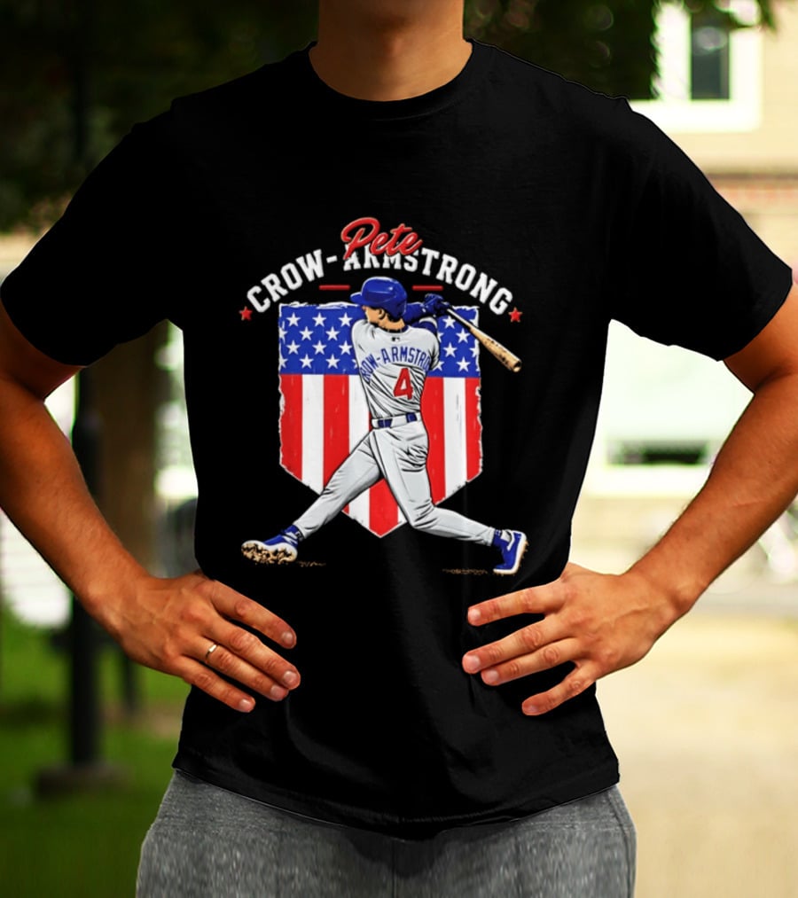 Pete Crow Armstrong Chicago Cubs Baseball 4 American Flag 2026 T-Shirt