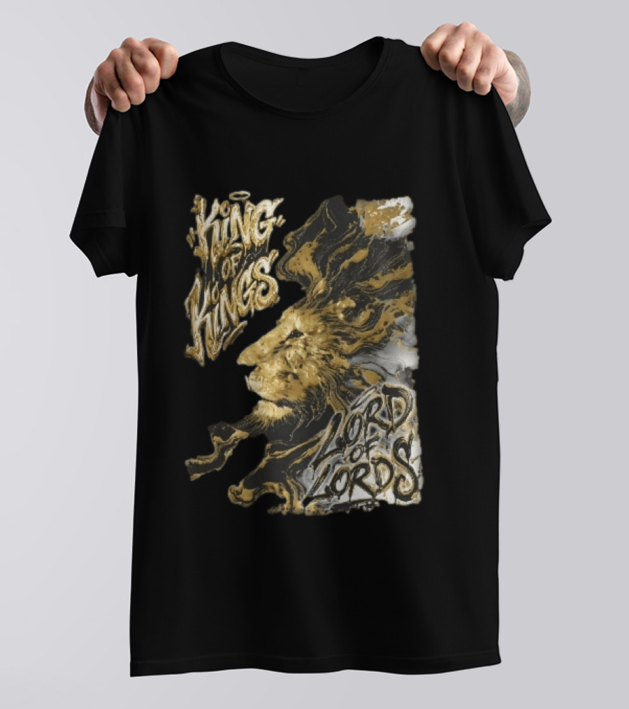 King Of Kings Lord Of Lords Golden Lion Swirling Mane T-Shirt