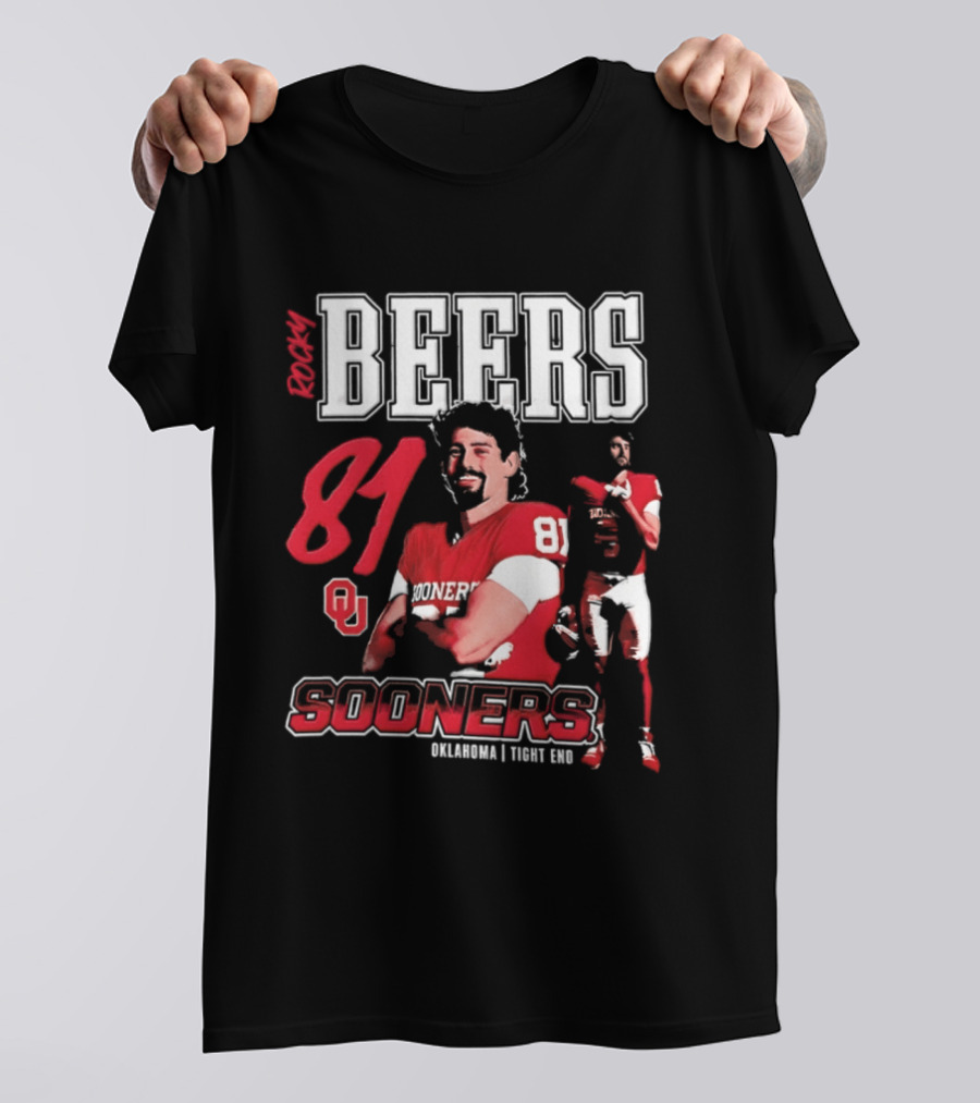 Rocky Beers 81 Oklahoma Sooners Tight End Football Team T-Shirt