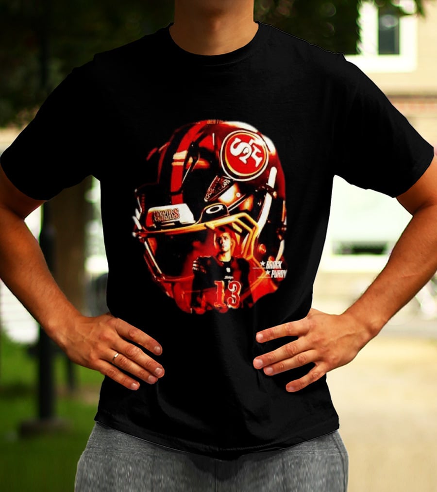 San Francisco 49ers Brock Purdy 13 Football Helmet NFL Night T-Shirt