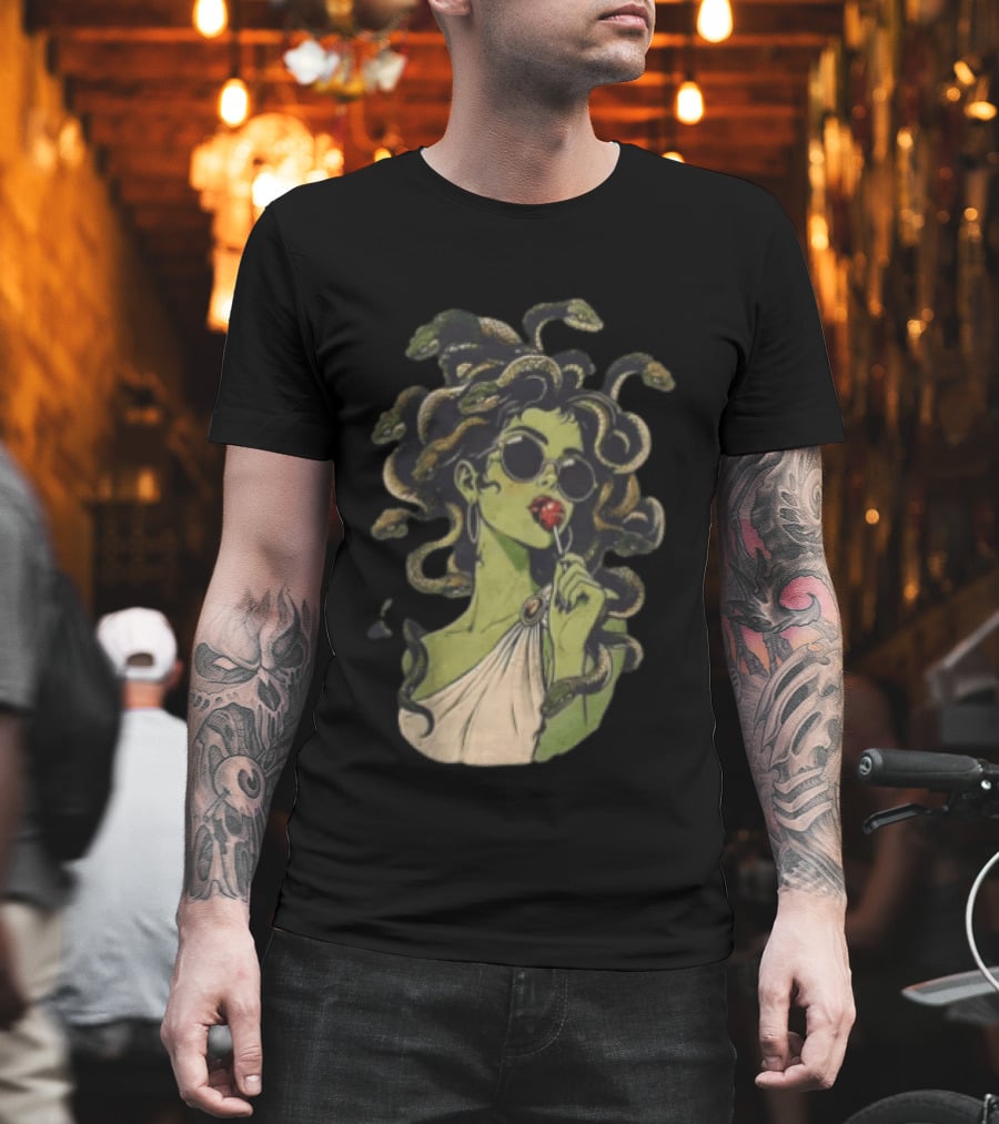 Vintage Medusa With Sunglasses And Lollipop T-Shirt